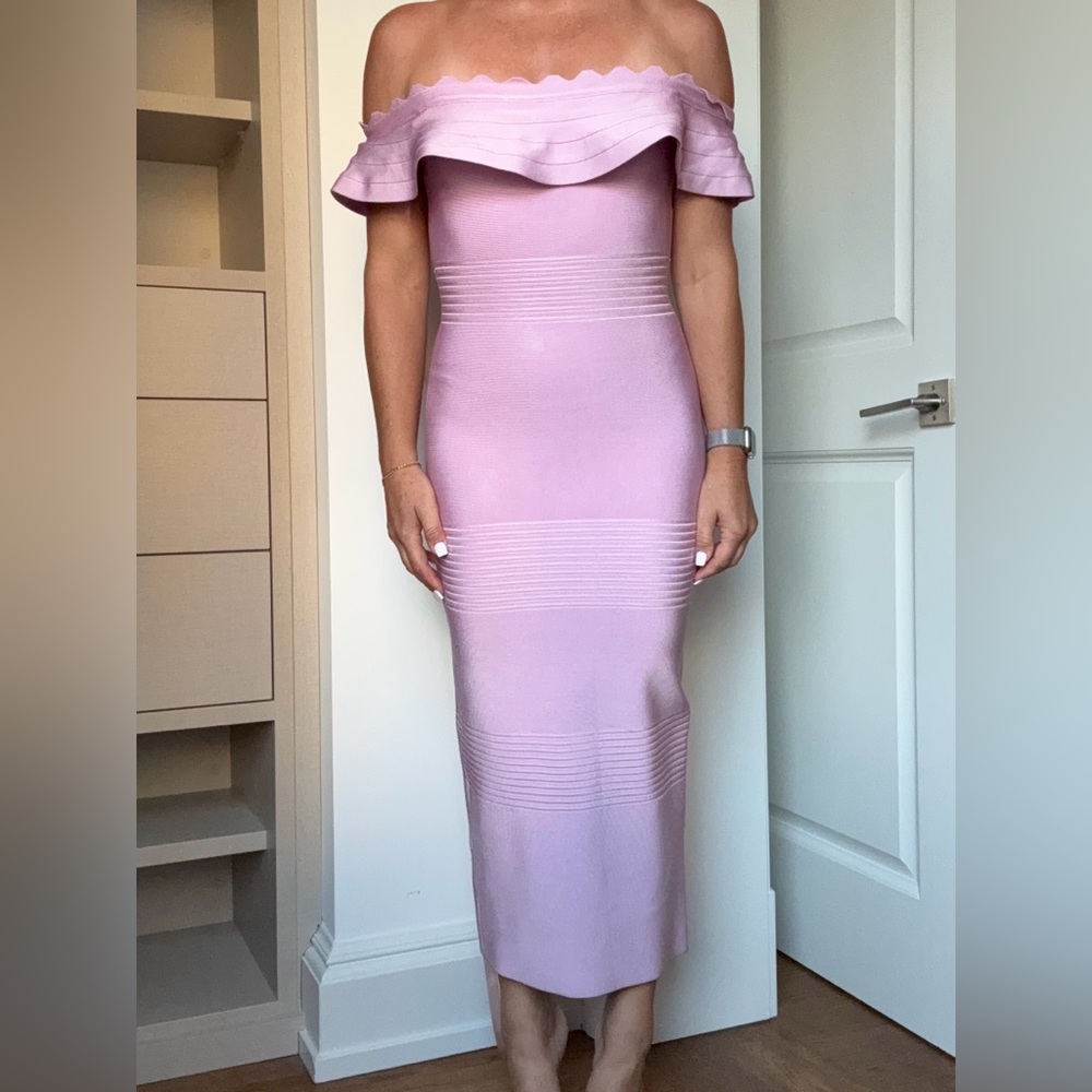 House of CB Lilac Off-Shoulder Midi Dress